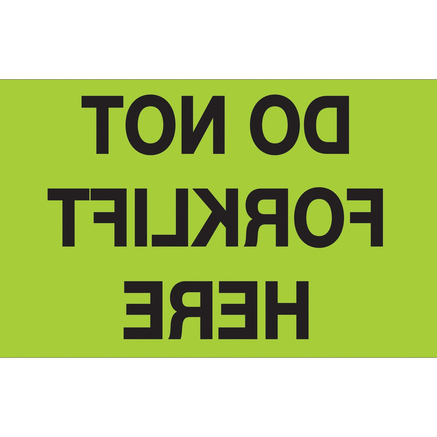 3x5 Fluorescent Green Do Not Forklift Labels Semi-Gloss 500/Roll DL1108 - alias listing