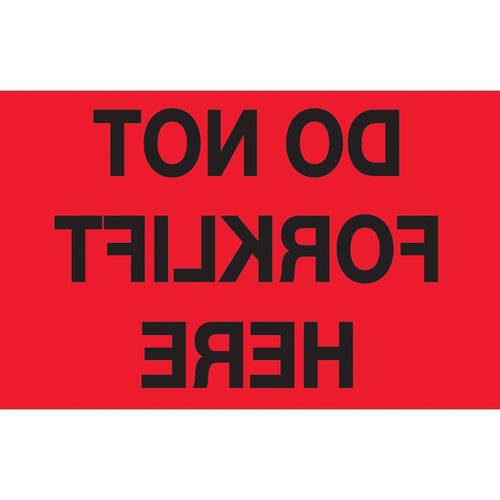 3x5 Fluorescent Red Do Not Forklift Labels Semi-Gloss 500/Roll DL1109 - alias listing