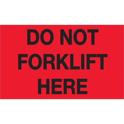 Protect shipments with internationally recognized 3x5" Do Not Forklift labels in bright fluorescent red. Printed on durable semi-gloss coated paper for maximum visibility and adhesion. Each roll contains 500 labels‚ideal for high-volume shipping operations.