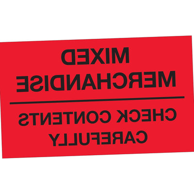 3x5 Fluorescent Red Mixed Merchandise Labels Semi-Gloss 500/Roll DL1111 - alias listing