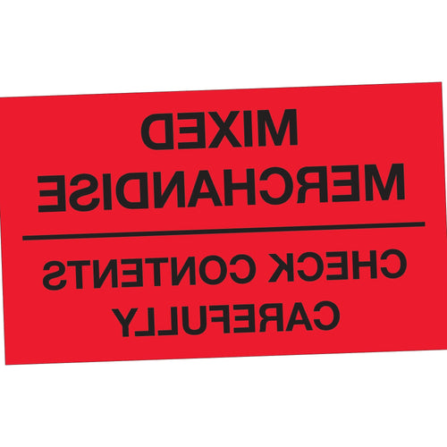3x5 Fluorescent Red Mixed Merchandise Labels Semi-Gloss 500/Roll DL1111 - alias listing