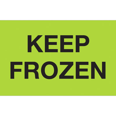 3x5 Fluorescent Green Keep Frozen Labels Semi-Gloss 500/Roll DL1114 - alias listing