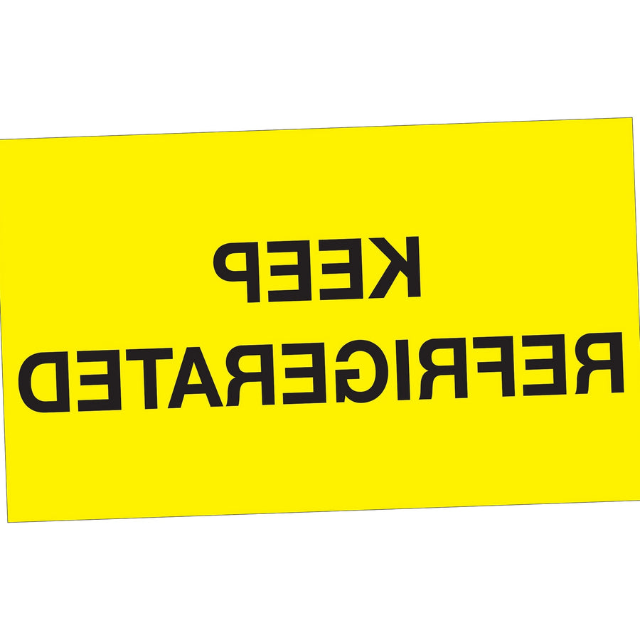 3x5 Fluorescent Yellow Keep Refrigerated Labels Semi-Gloss 500/Roll DL1115 - alias listing