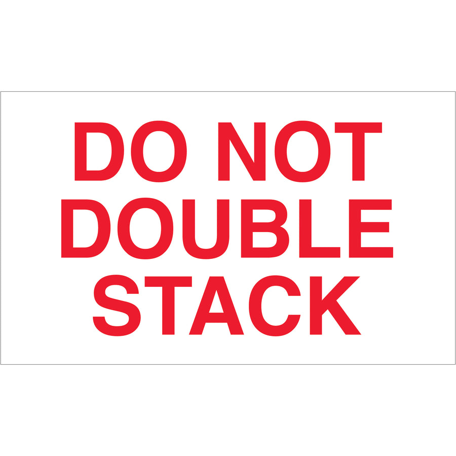 High-visibility 3x5" Do Not Double Stack labels printed on durable semi-gloss coated paper. Roll of 500 labels meets international shipping standards and carrier requirements. Bold red/white design ensures your fragile cargo receives proper handling at every step.