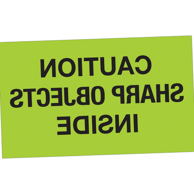 3x5 Fluorescent Green Caution Sharp Objects Labels 500/Roll DL1126 - alias listing