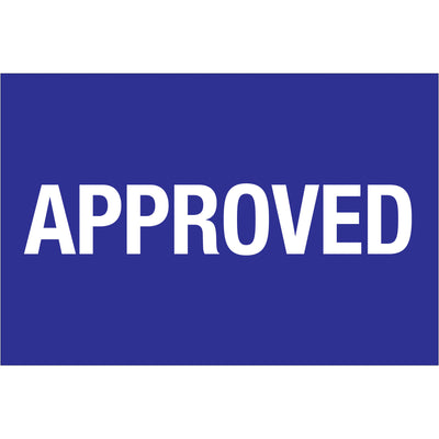 Pre-printed 2x3" approved labels in blue and white on premium high gloss paper for instant inventory identification and compliance verification. Roll of 500 labels eliminates printing delays and ensures consistent warehouse labeling standards. Compatible with multiple tabletop and wall-mount dispensers for flexible workstation setup.