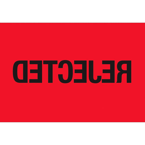 2x3 Fluorescent Red Rejected Pre-Printed Inventory Labels 500/Roll DL1135 - alias listing