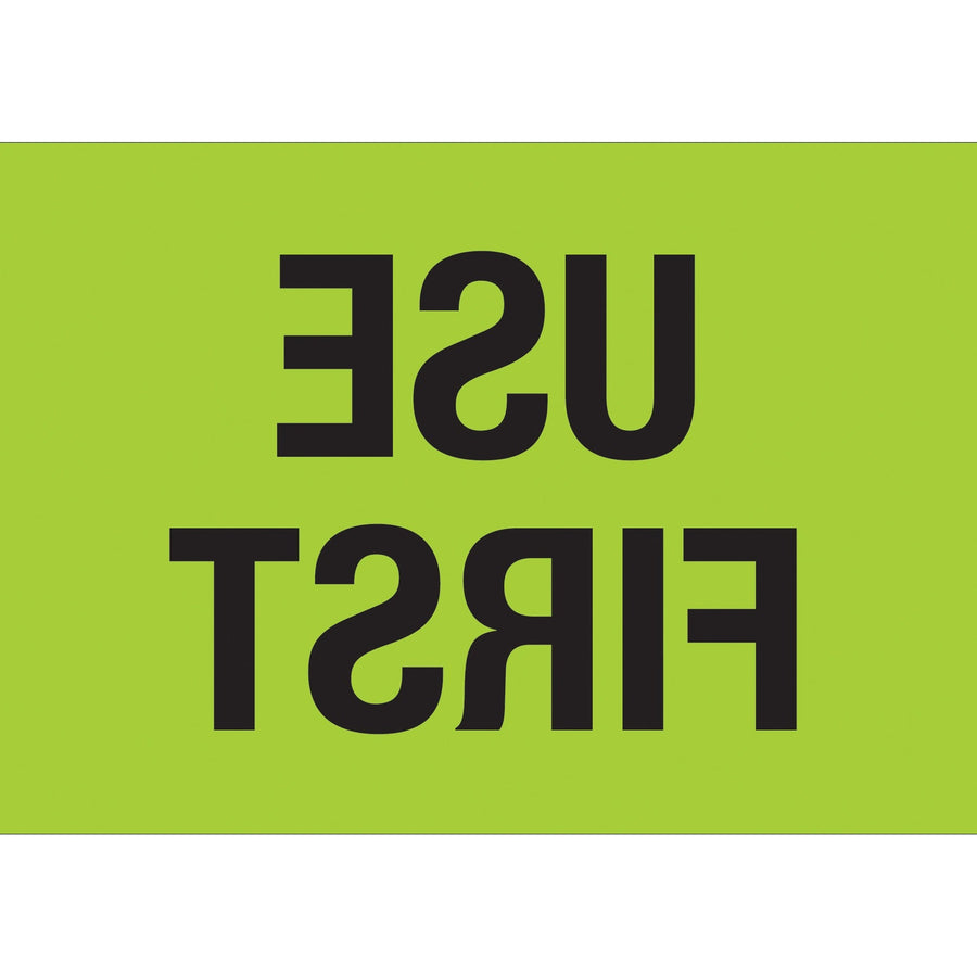 2x3 Fluorescent Green Use First Pre-Printed Labels 500/Roll DL1136 - alias listing