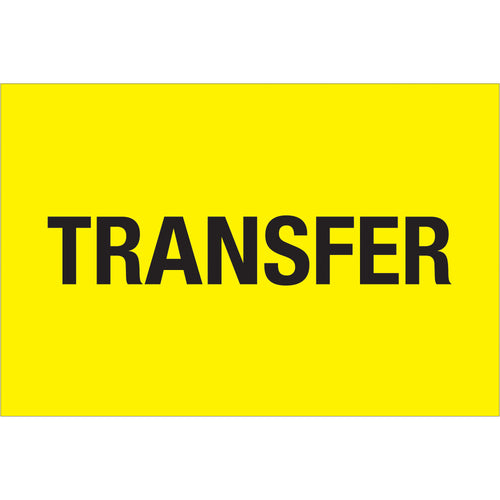 High-visibility fluorescent yellow transfer labels designed for immediate recognition in busy warehouse and logistics environments. Printed on premium high-gloss paper for durability and clarity. Roll of 500 labels with compatible table-top and wall-mount dispensers available.