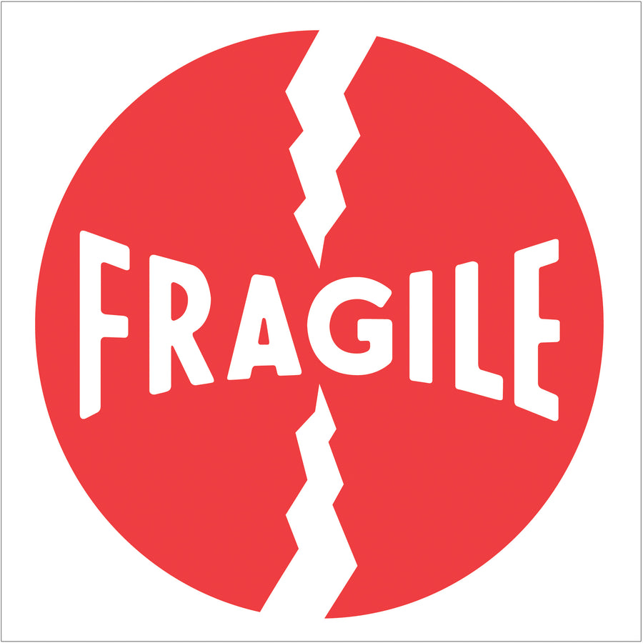 High-visibility 4x4 inch fragile labels printed on durable semi-gloss coated paper demand immediate attention from handlers. Roll of 500 labels provides lasting inventory for your shipping operation. Bold red and white color design ensures compliance with fragile shipment handling requirements and reduces damage claims.
