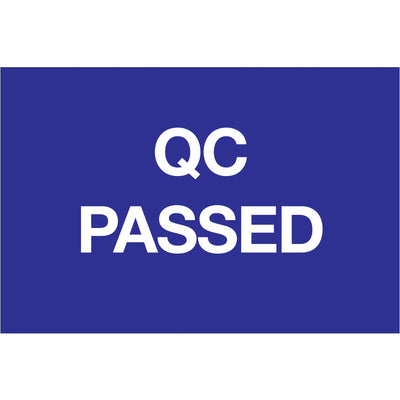 Professional 2x3" pre-printed "QC Passed" labels on durable high gloss paper–ideal for shipping coordinators and warehouse teams managing quality control workflows. Each roll contains 500 labels, reducing manual printing time and ensuring consistent, compliant documentation across your operation.