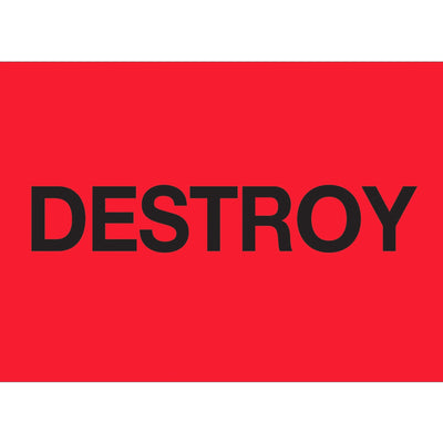 2x3 Fluorescent Red Destroy Labels 500/Roll DL1146 - alias listing