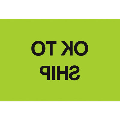 2x3 Fluorescent Green OK To Ship Labels High Gloss Paper 500/Roll DL1147 - alias listing