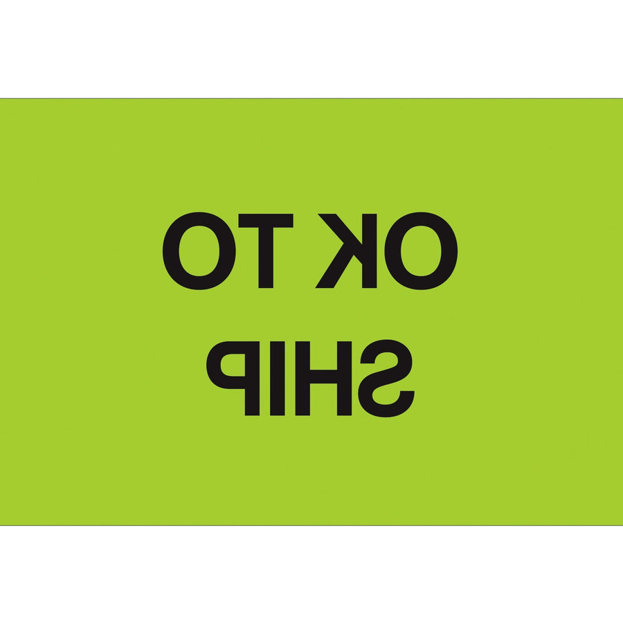 2x3 Fluorescent Green OK To Ship Labels High Gloss Paper 500/Roll DL1147 - alias listing