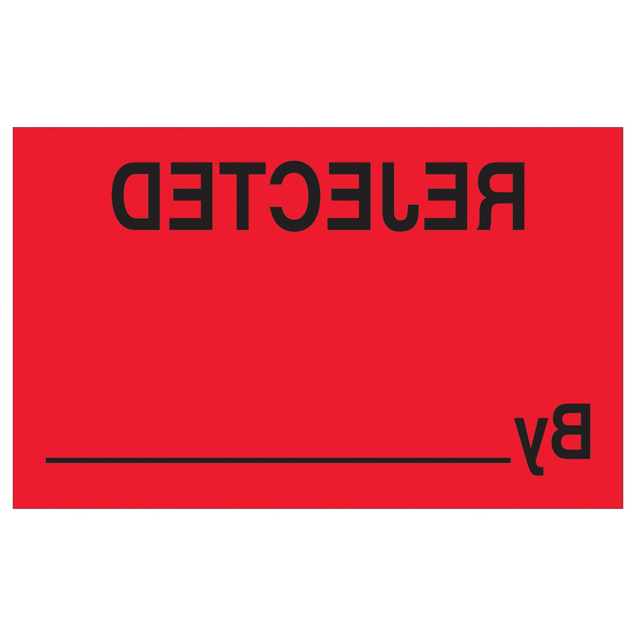 1.25x2 Fluorescent Red Rejected By Labels 500/Roll DL1152 - alias listing