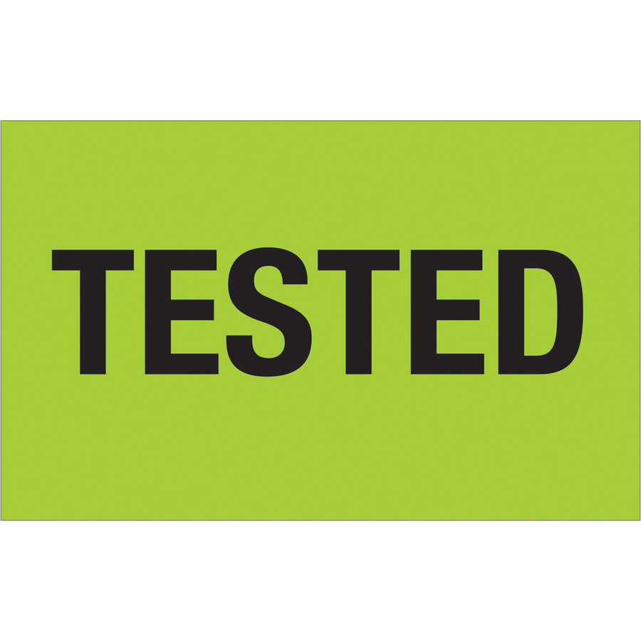 Maximize supply chain visibility with bright fluorescent green production labels in a convenient 1.25" x 2" format. Printed on durable semi-gloss coated paper and sold 500 labels per roll. Compatible with multiple tabletop and wall-mount dispensers for seamless warehouse integration.