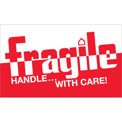 High-impact 3x5 inch fragile shipping labels that grab attention and ensure safe handling. Semi-gloss coated paper in bold red and white‚500 labels per roll. Compatible with all major tabletop and wall-mount dispensers for seamless warehouse integration.