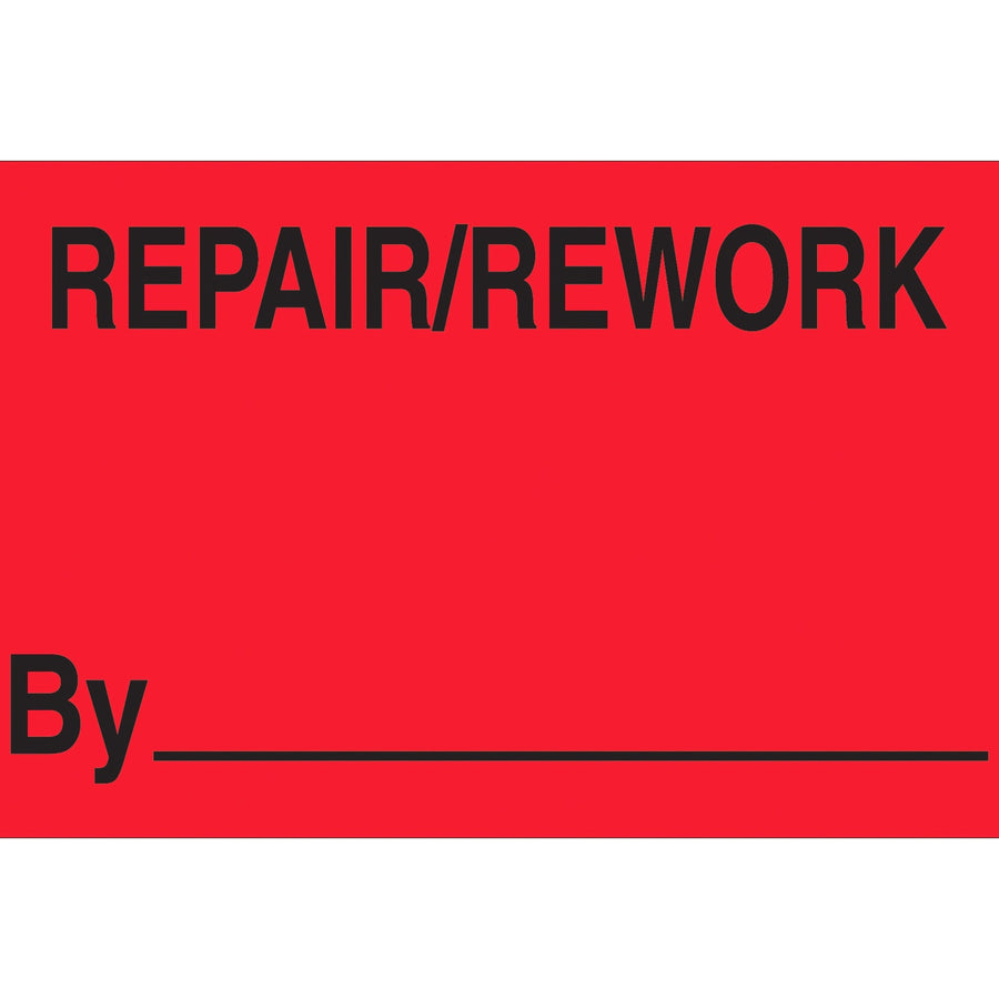 1.25x2 Fluorescent Red Repair/Rework Labels Semi-Gloss 500/Roll DL1162 - alias listing