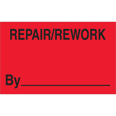 Stop production delays with high-visibility fluorescent red repair/rework labels that cut through warehouse clutter. Semi-gloss coated paper resists smudging and fading, engineered for 1.25" x 2" precision labeling of 500 labels per roll. Essential for shipping coordinators managing rework queues and compliance tracking.
