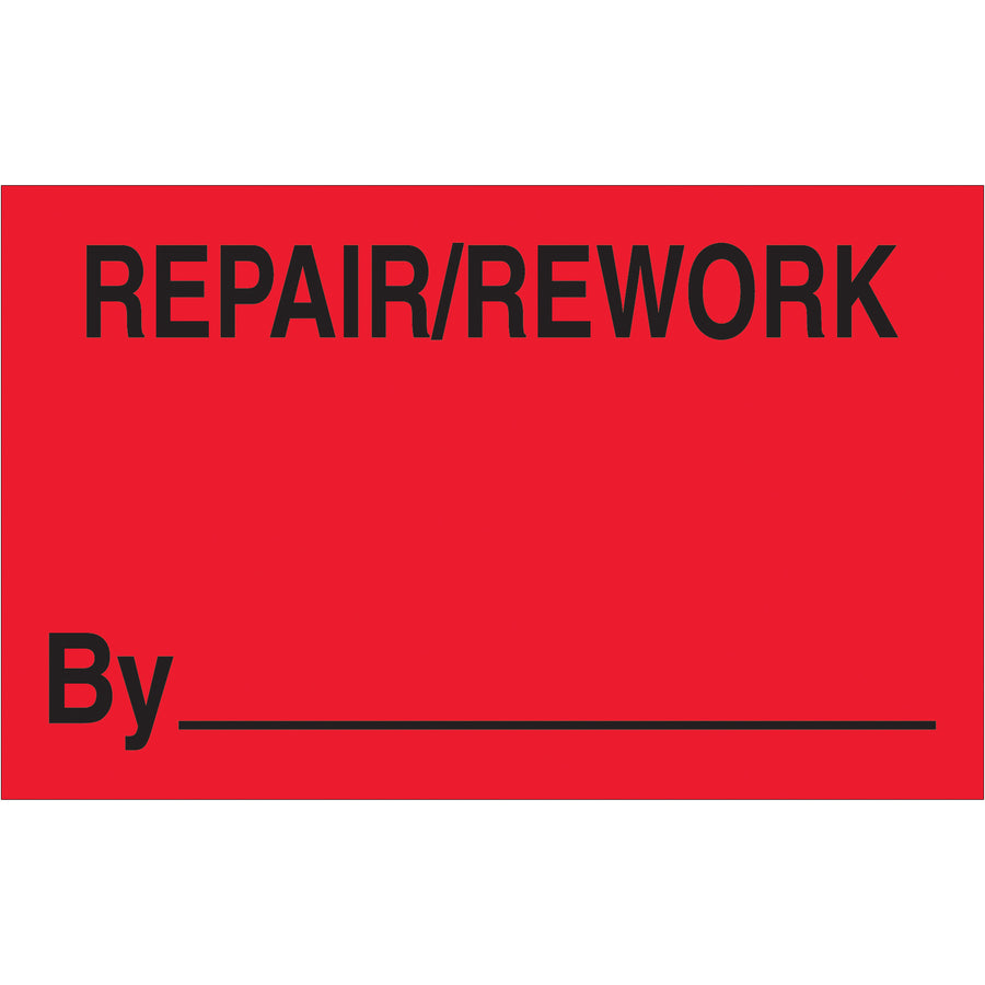 Stop production delays with high-visibility fluorescent red repair/rework labels that cut through warehouse clutter. Semi-gloss coated paper resists smudging and fading, engineered for 1.25" x 2" precision labeling of 500 labels per roll. Essential for shipping coordinators managing rework queues and compliance tracking.