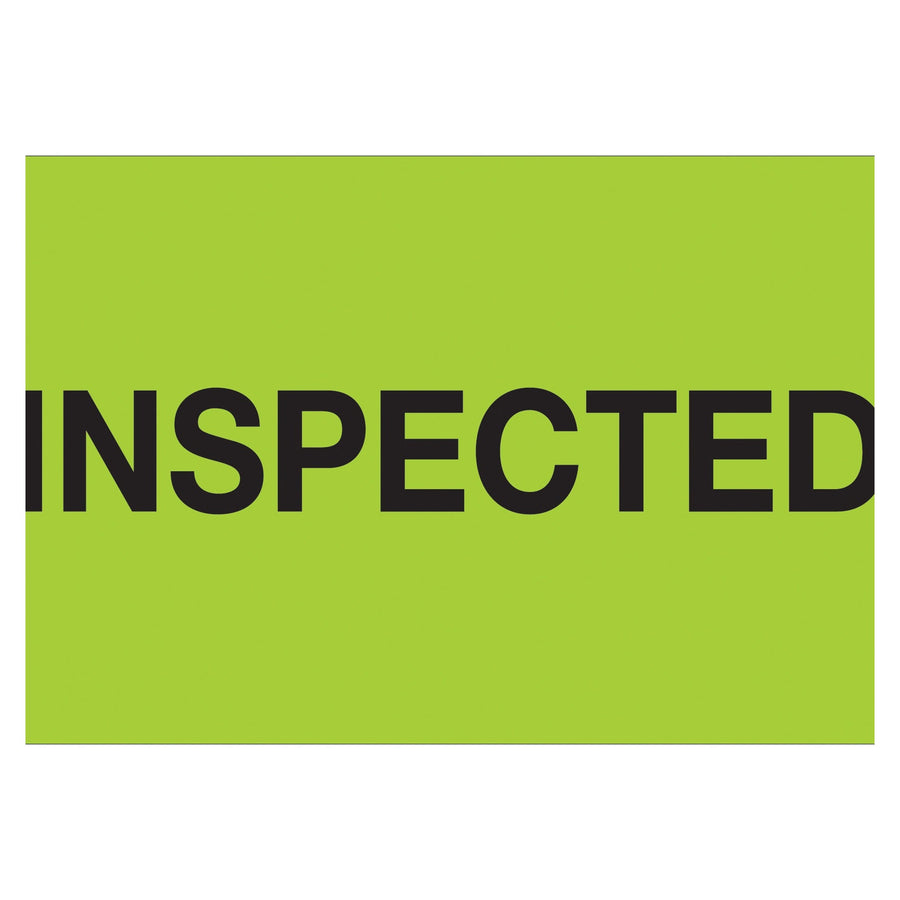 1.25x2 Fluorescent Green Inspected Labels 500/Roll DL1163 - alias listing