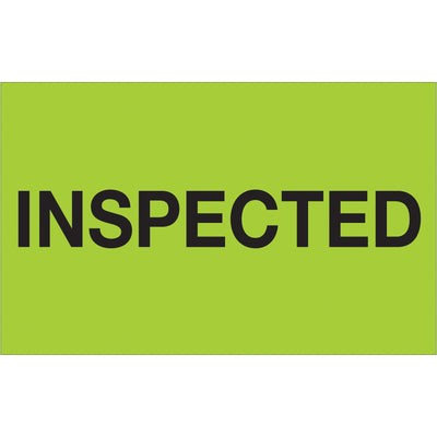 1.25 x 2" Fluorescent Green Inspected Labels - 500/Roll