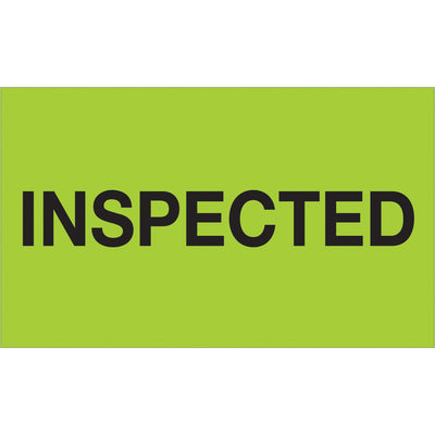 Boost supply chain visibility with these 3x5" fluorescent green "Inspected" labels printed on durable semi-gloss coated paper. Each roll contains 500 labels–essential for shipping coordinators who need immediate, compliant identification of quality-checked shipments. Compatible with leading tabletop and wall-mounted dispensers for seamless warehouse integration.