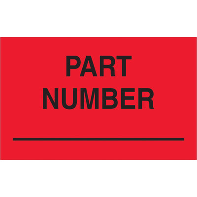 High-visibility fluorescent red production labels sized 1.25" x 2" printed on durable semi-gloss coated paper. Sold as a roll of 500 labels to streamline your shipping and logistics operations. Compatible with multiple tabletop and wall-mount dispensers for seamless warehouse integration.