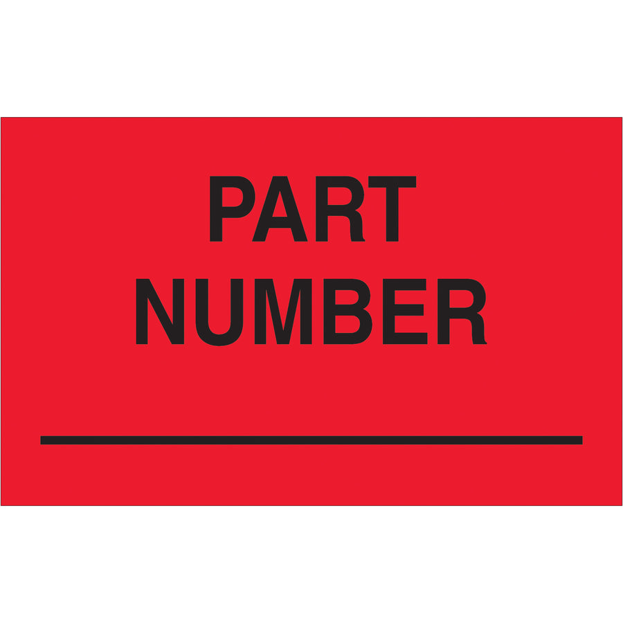 High-visibility fluorescent red production labels sized 1.25" x 2" printed on durable semi-gloss coated paper. Sold as a roll of 500 labels to streamline your shipping and logistics operations. Compatible with multiple tabletop and wall-mount dispensers for seamless warehouse integration.