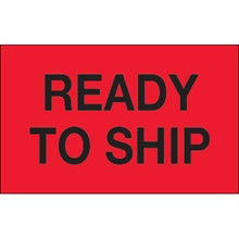 1.25x2 Ready To Ship Fluorescent Red Labels 500/Roll
