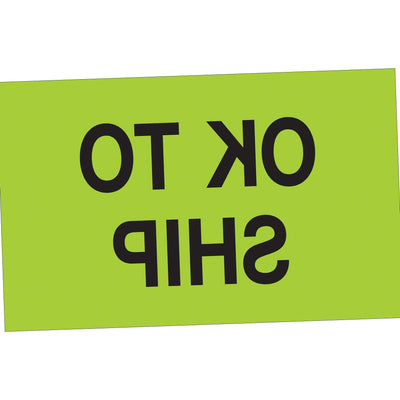 1.25x2 Fluorescent Green OK To Ship Labels Semi-Gloss 500/Roll DL1173 - alias listing