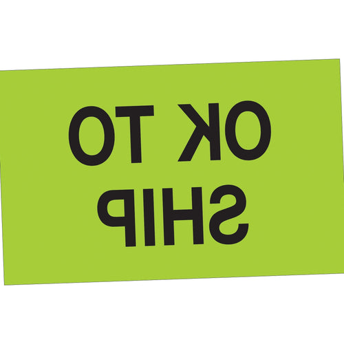 1.25x2 Fluorescent Green OK To Ship Labels Semi-Gloss 500/Roll DL1173 - alias listing