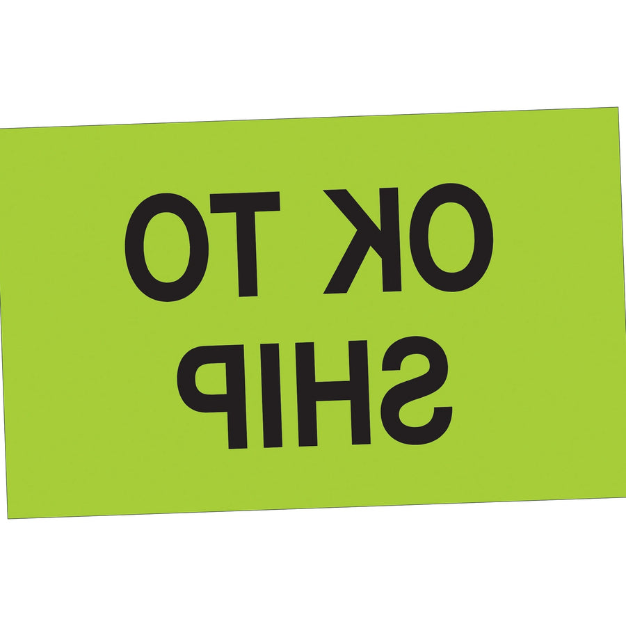 1.25x2 Fluorescent Green OK To Ship Labels Semi-Gloss 500/Roll DL1173 - alias listing