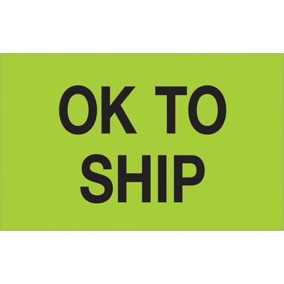 Instantly recognize shipments with bright fluorescent green OK To Ship labels that cut through warehouse noise. These 1.25" x 2" semi-gloss production labels arrive in rolls of 500 and integrate seamlessly with standard tabletop and wall-mount dispensers. Built for shipping coordinators and logistics teams who demand visibility and compliance in every carton.