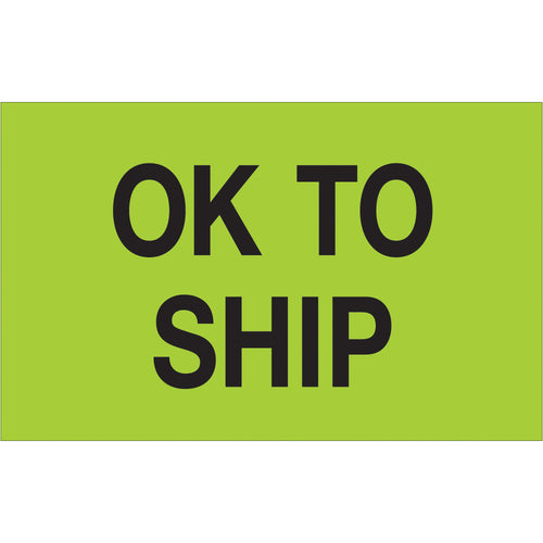 Instantly recognize shipments with bright fluorescent green OK To Ship labels that cut through warehouse noise. These 1.25