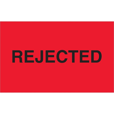 1.25" x 2" Fluorescent Red Rejected Labels - Semi-Gloss, Roll of 500