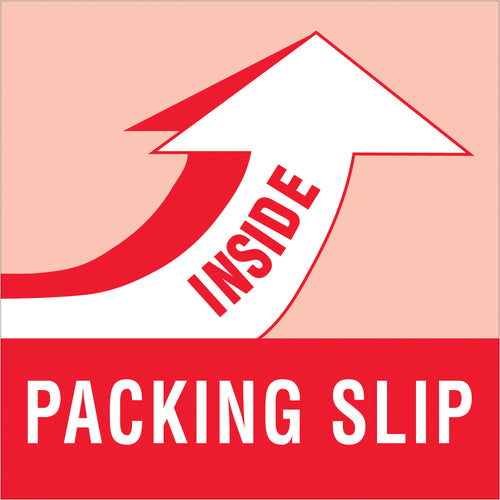 Meet international shipping compliance standards with our 4x4 inch Packing Slip Inside labels. Pre-printed in bold red and white on semi-gloss coated paper for superior visibility and durability through handling. Roll of 500 labels fits all compatible tabletop and wall-mount dispensers.