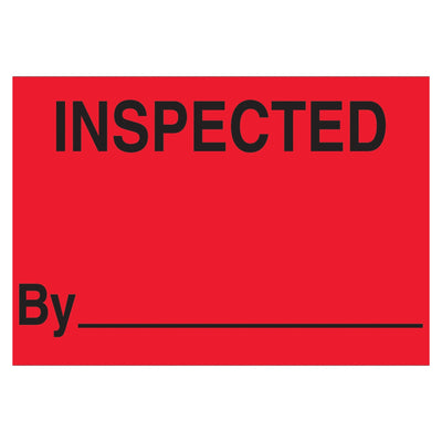 1.25x2 Fluorescent Red Inspected Labels Semi-Gloss 500/Roll DL1182 - alias listing
