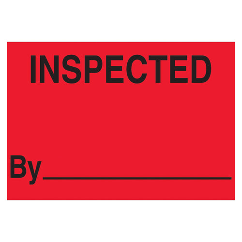 1.25x2 Fluorescent Red Inspected Labels Semi-Gloss 500/Roll DL1182 - alias listing