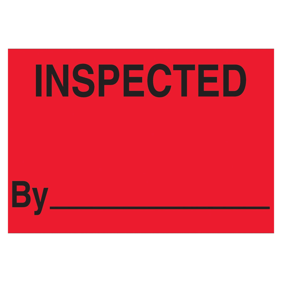 1.25x2 Fluorescent Red Inspected Labels Semi-Gloss 500/Roll DL1182 - alias listing