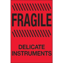 4x6 Fluorescent Red Fragile Delicate Instruments Labels 500/Roll