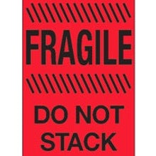 4x6 Fluorescent Red Fragile Do Not Stack Labels 500/Roll DL1192 - alias listing
