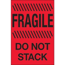 4x6 Fluorescent Red Fragile Do Not Stack Labels 500/Roll
