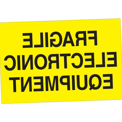 2x3 Fluorescent Yellow Fragile Electronic Equipment Labels Semi-Gloss 500/Roll DL1193 - alias listing