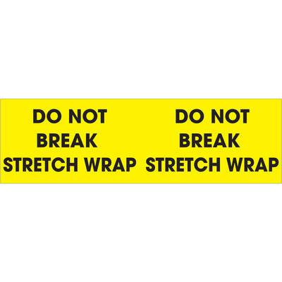 Maximize pallet safety with these 3x10" fluorescent yellow "Do Not Break" corner labels that command immediate handler attention. Semi-gloss coated paper construction adheres reliably to multiple surfaces, including stretch wrap, cardboard, and plastic. Roll of 500 labels reduces restocking frequency and keeps your shipping operations running smoothly.