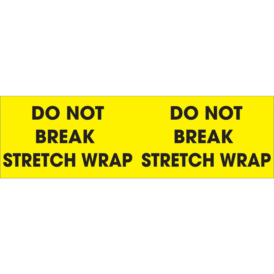Maximize pallet safety with these 3x10" fluorescent yellow "Do Not Break" corner labels that command immediate handler attention. Semi-gloss coated paper construction adheres reliably to multiple surfaces, including stretch wrap, cardboard, and plastic. Roll of 500 labels reduces restocking frequency and keeps your shipping operations running smoothly.