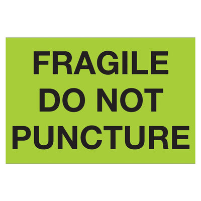 3x5 Fluorescent Green Fragile Do Not Puncture Labels 500/Roll DL1197 - alias listing