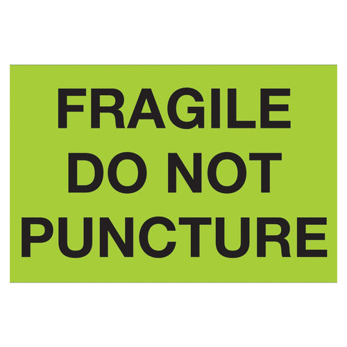 3x5 Fluorescent Green Fragile Do Not Puncture Labels 500/Roll DL1197 - alias listing