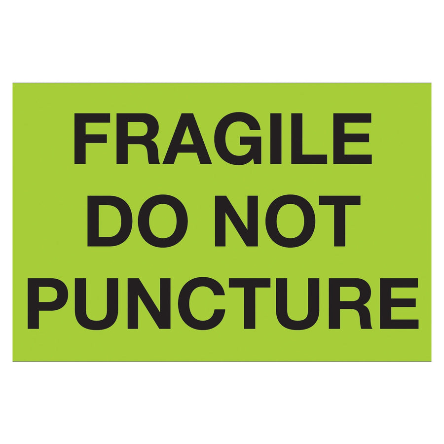3x5 Fluorescent Green Fragile Do Not Puncture Labels 500/Roll DL1197 - alias listing