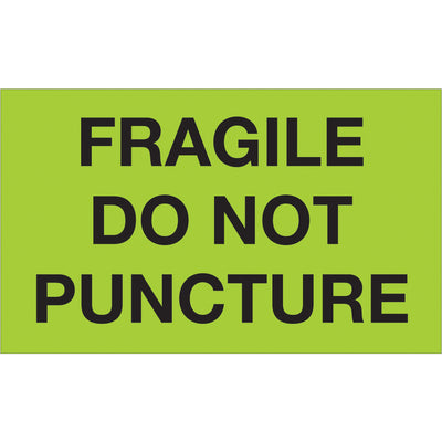 Internationally recognized 3" x 5" fragile handling labels printed on semi-gloss coated paper for maximum visibility and durability. Each roll contains 500 labels, providing reliable carton identification for your shipping operations. Compatible with multiple tabletop and wall-mount dispensers to streamline warehouse labeling workflows.